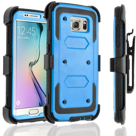 Galaxy S7 Edge Case, [SUPER GUARD] Dual Layer Protection Holster Locking Belt Clip Circle(TM) Stylus Touch Screen Pen (Blue)