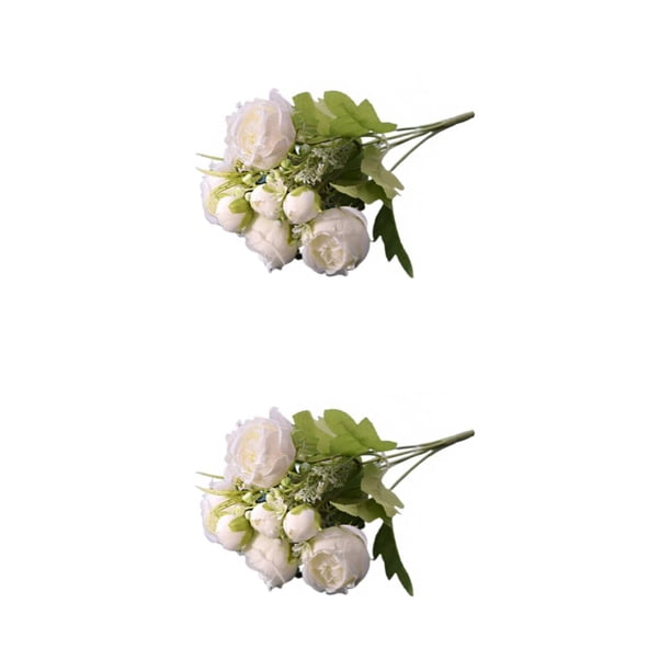 Ramo Falso de Peonía Billuyoard 2Conjunto Flores Artificiales Blanco
