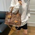 thumbnail image 2 of Women Canvas Shoulder Bag Fashion Top Handle Bag Large Capacity Crossbody Bag Leopards Print Messengers Bag Handbag, 2 of 9