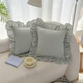thumbnail image 2 of 2 Pack Gingham Pillow Covers Square Ruffled Decorative Throw Pillow Covers for Couch Summer Farmhouse Pillow Cases for Living Room Bedroom Sofa Decor, 2 of 6