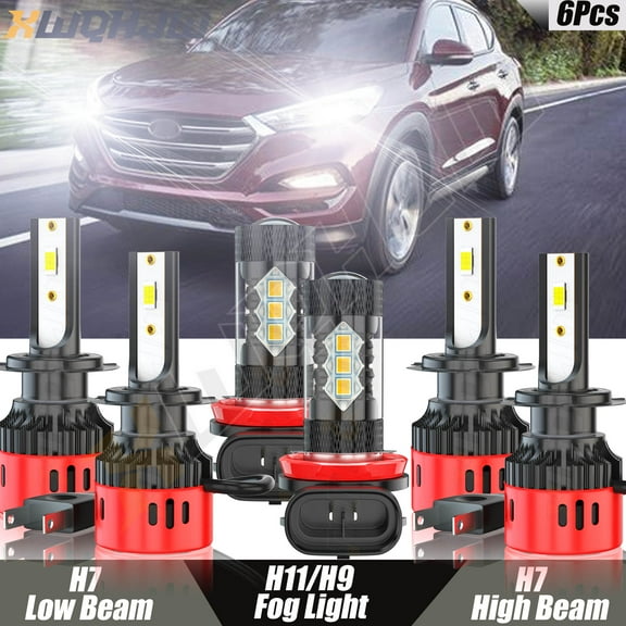 For Hyundai Tucson 2016 2017 2018 Combo H7 H7 H11 LED Headlight Fog Light Bulbs Pack of 6