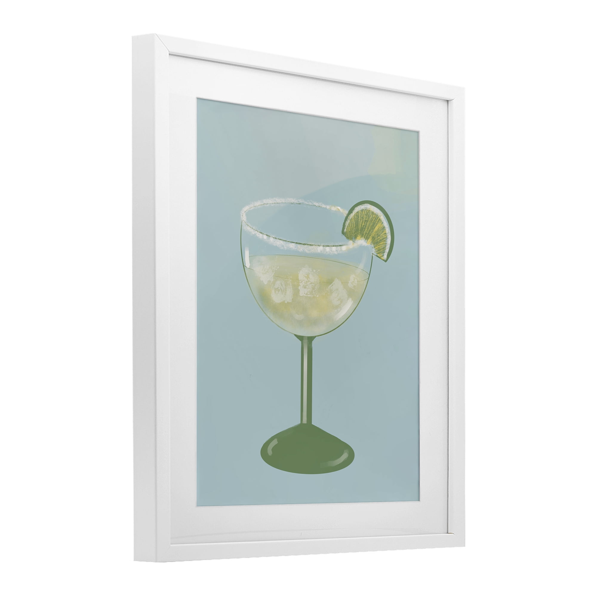 Stupell Industries Margarita Glass over Blue White Framed Print Under Glass, design by Robin Maria