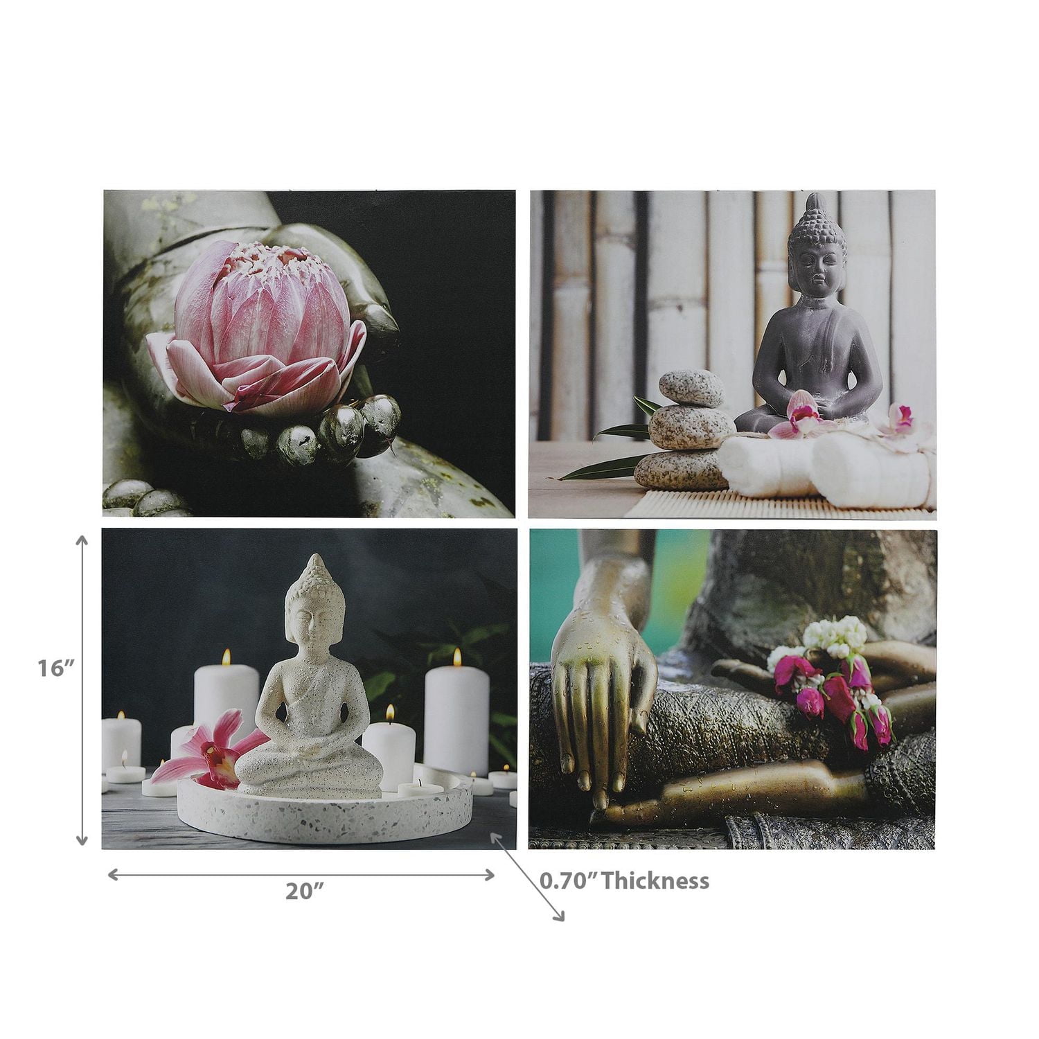 Canvas Wall Art Zen Buddha  - Set of 4