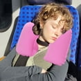 thumbnail image 4 of LACKUST Comfortable Travel Neck Pillow - PVC Flocked U-Shaped Cushion for Aviation, Outdoor, Home Use, Portable Inflatable Cervical Support Pillow with Soft Velour Cover,Pink, 4 of 6