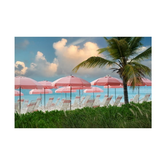 Dennis Frates 'Pink Beach Umbrellas' Canvas Art