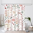 thumbnail image 2 of Coral Floral Shower Curtain, Watercolor Flower Fabric Shower Curtain for Bathroom, Cute Wildflower Butterfly Cloth Shower Curtain Set with Hooks, 72x72, 2 of 6