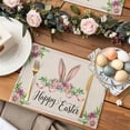 thumbnail image 2 of Bunny Ears Happy Easter Placemats Set of 2, Pink Bow Rabbit Floral Table Mats Washable Heat-Insulation Non-Slip Place Mats for Kitchen Dinner Table Indoor Outdoor Decor,13x19 Inch Linen, 2 of 9