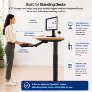 Uncaged Ergonomics KT2 Adjustable Under-Desk Keyboard Tray with Mouse Pad for Standing Desks, Black
