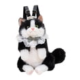 thumbnail image 2 of Mochila con forma de gato, ligera, con bonitos dibujos de animales de peluche para viajar. Negro, 2 of 9