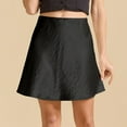 thumbnail image 2 of Kaemgyyd Satin Skirts for Women Elegant Silky High Waist A-Line Short Skirts Comfy Solid Color Summer Party Mini Skirts, 2 of 7