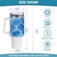 thumbnail image 3 of SKYSONIC Insulated Tumblers with Lids and Straws Handles 40oz Water Bottle Blue Geometric Trellis Travel Mug Reusable Stainless Steel Thermos Vacuum, 3 of 7
