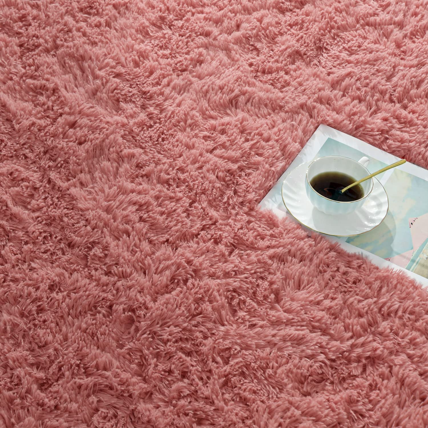 Lochas Soft Oval Rugs Fluffy Plush Modern Area Rug Shaggy Furry Carpet for Living Room Home Decor Play Mat,2.6'x5.3',Blush Pink
