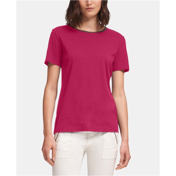 Camiseta adornada DKNY para mujer rosa XS
