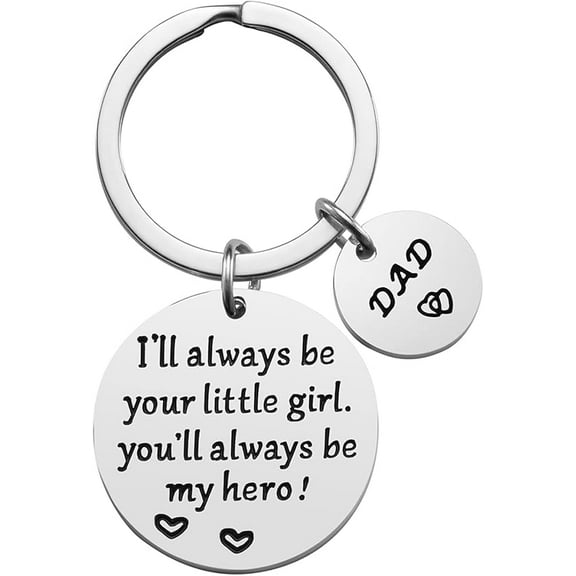 Father’s Day Gift - Dad Gifts from Daughter for Birthday Christmas, I'll Always Be Your Little Girl, You Will Always Be My Hero Keychain, Dad Valentine’s Day Gifts, Father Daughter Gifts