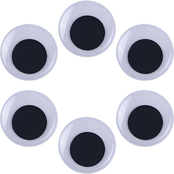 BESTSKY 6 Pieces 3 Inches Large Googly Eyes Plastic Black White Round Self Adhesive Wiggle Eyes Stickers