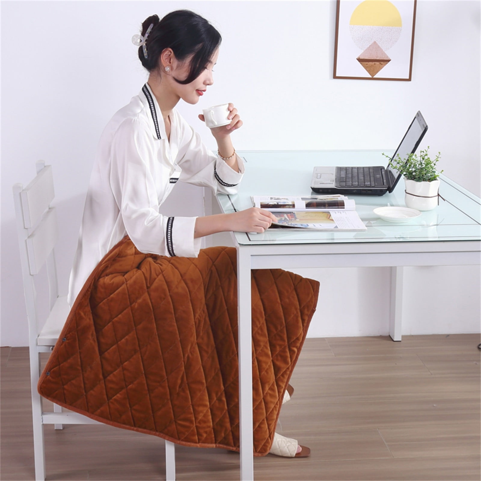 Heated Blanket Soft 5V USB Blanket Washable，Ideal for Kids, Travel & Back Pain, or Cramps ，With 120cm Extension Line，Fast Heating, Machine Washable, Coffee