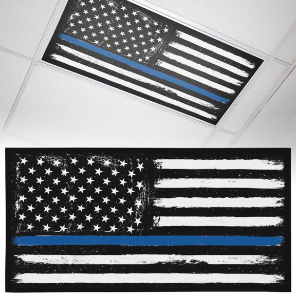 1 Piece Magnetic Fluorescent Light Covers, 2x4 Ft,American Flag Black Flag Pentagram Vintage Stripes Magnetic Light Covers for Ceiling Lights Classroom Office Home Decor