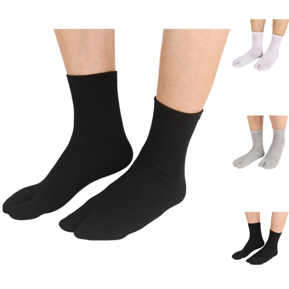 UJNDER Unisex Tabi Socks Japanese Split Toe Socks Blend Crew Socks for Indoor Black