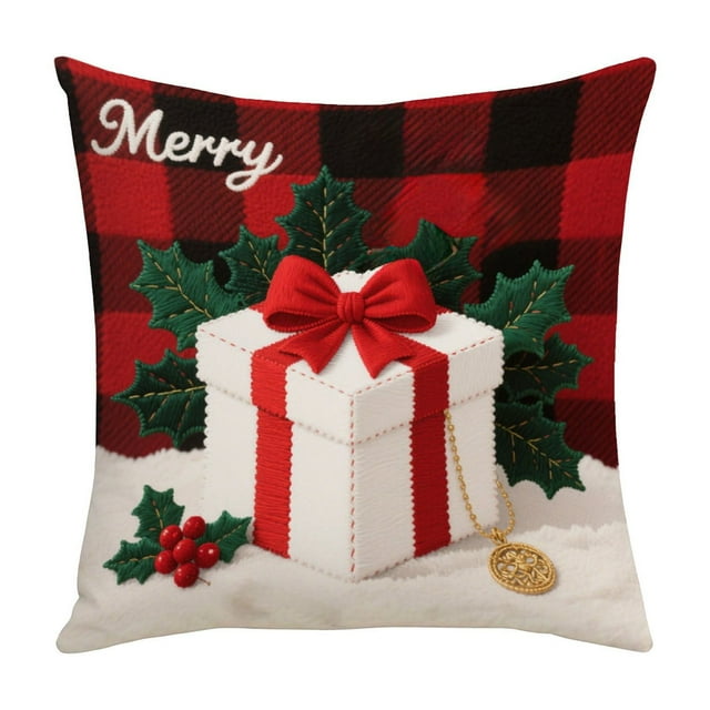 Christmas Pillow Covers 17.7x17.7 Inches Decorative Pillow Cases With Soft Fabric Hidden Zipper For Home Decor