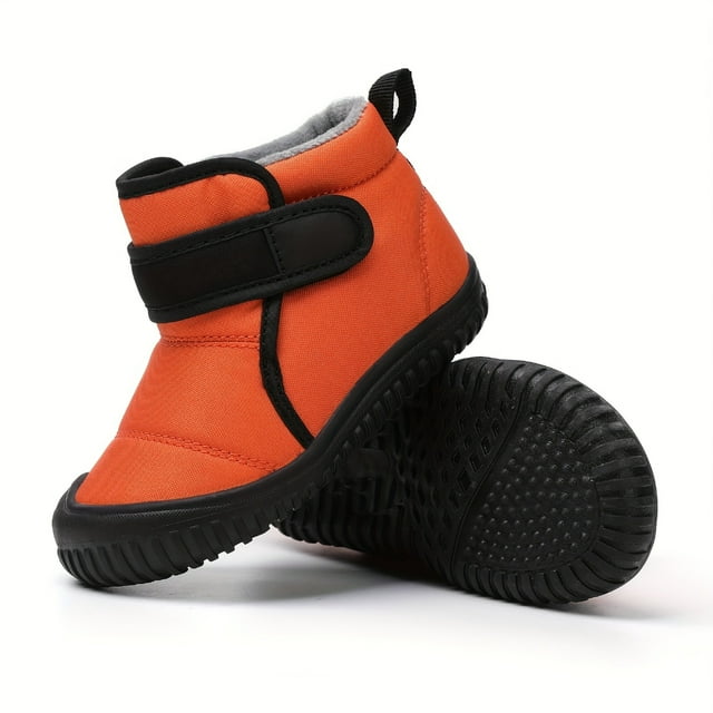 LNGOOR Bottes de Randonnée Unisexes pour Garçons et Tout-Petits - Bottes d'Hiver Mi-Hautes pour la Neige avec Doublure en Molleton, Fermeture à Sangle Ajustable, Semelle TPR Antidérapante - Chaudes, Confortables et en Tissu Durable