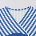 thumbnail image 4 of QUYUON Cocktail Dresses for Women Evening Party Vintage Wrap V-Neck Short Sleeve Striped Printed Knee Length Dress Pleated A-Line Wedding Guest Evening Dress Style D-6402 Blue XL, 4 of 6
