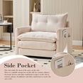 thumbnail image 2 of Villeston Swivel Accent Chair, 36.2"W Oversize Chenille Armchair with Side Bag, Modern Comfortable Chair for Living Room, Bedroom, Beige, 2 of 8