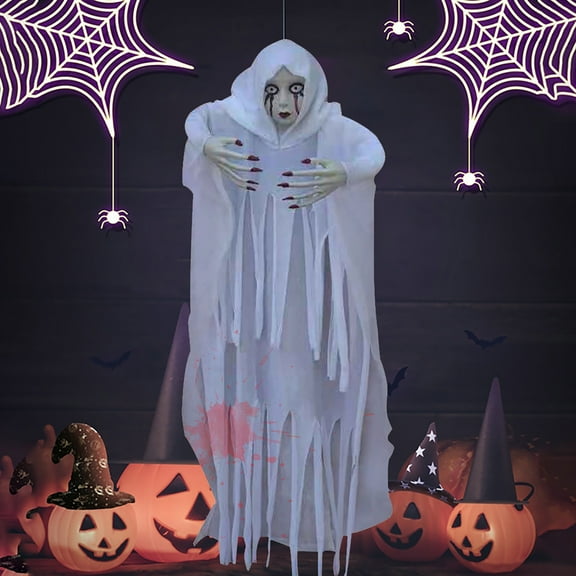 Halloween Decorations Outdoor Life Size Animatronics Ghost Decor, Scary House Props for Garden Yard Lawn Outside Indoor White Ghost Prop Halloween Decorations