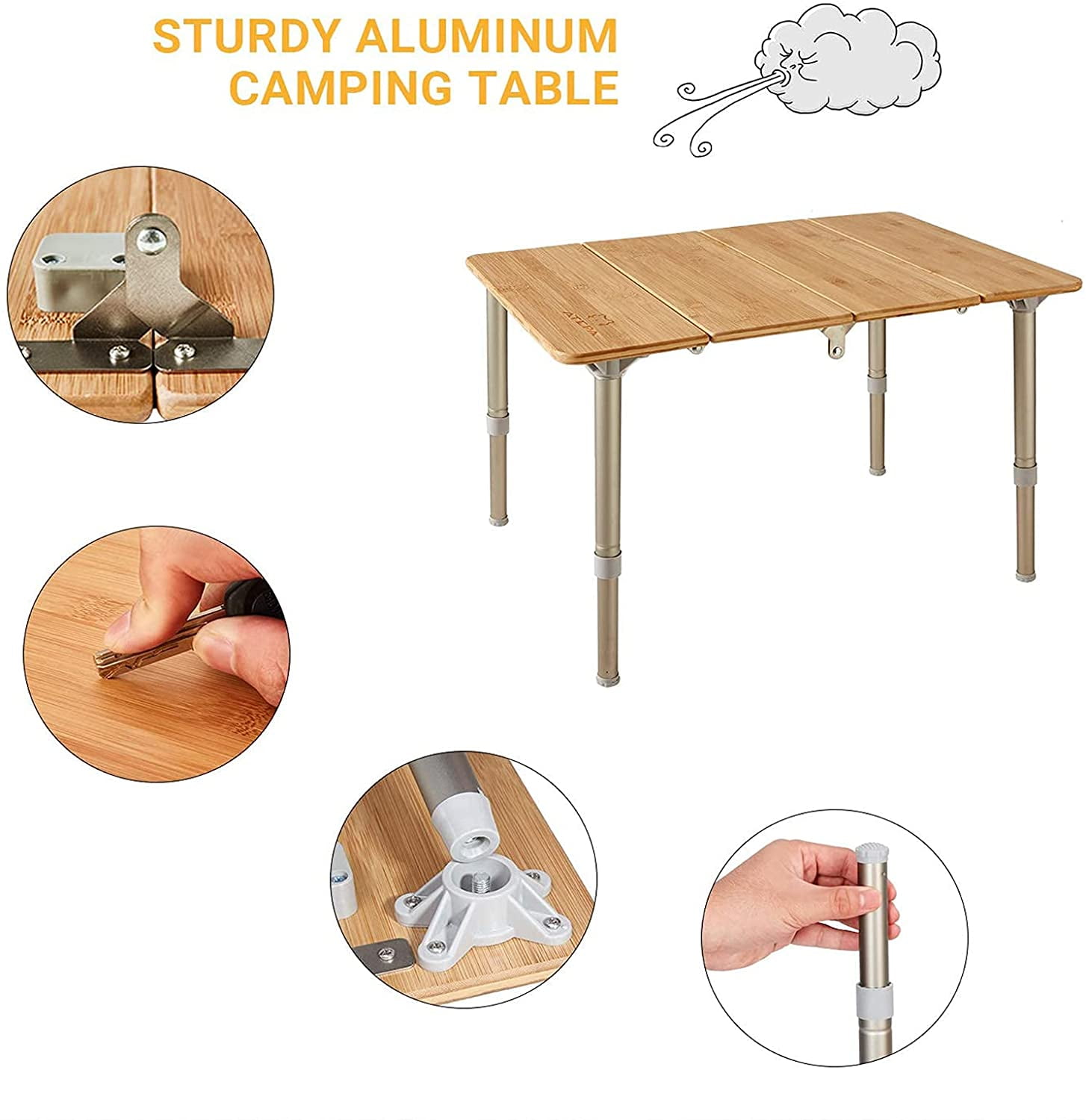Atepa bamboo folding table deals