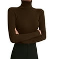 thumbnail image 3 of Nooxsoe Women's Long Sleeve Fitted Top Inside Top Lightweight Yoga Crop Tops Warm Bottoming Top Versatile Inner Top Casual Base Layer Long Sleeve Casual Tops for Women Coffee One Size, 3 of 5