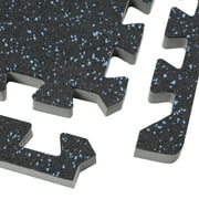 FlooringInc 3/4 Thick Soft Rubber Interlocking Gym Flooring Tiles, 2'x2', 6 Tiles, 24 sqft, Blue