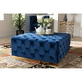 thumbnail image 5 of Baxton Studio Verene Glam and Luxe Royal Blue Velvet Fabric Upholstered Gold Finished Square Cocktail Ottoman, 5 of 6