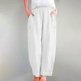 thumbnail image 6 of ABATAB Womens Cotton Linen Pants Elastic Waist Casual Palazzo Pants Wide Leg Baggy Full Length Solid Trousers with Pockets, 6 of 6