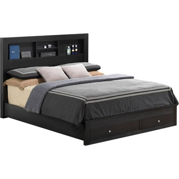 Pemberly Row Modern / Contemporary Full Storage Bed in Black