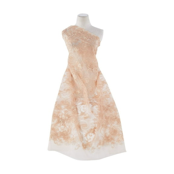 Zelouf Cindy All Over Sequin & Embroidery On Mesh , Sewing, DIY, Crafts Fabric by the Yard, Ember Muse/blush, 3 Yard