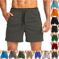 thumbnail image 2 of Vhkiploz Beach Pants for Men's Solid Color Breathable Sports Shorts Casual Training Active Workout Vacation Swimming Trunk with Pockets Orange S, 2 of 5