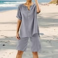 thumbnail image 2 of Conjunto de 2 piezas para mujer: blusa de pierna ancha y pantalones elásticos, cuello en V, ropa informal para el día a día, para todas las estaciones, tallas S/XXXXXL, 2 of 7