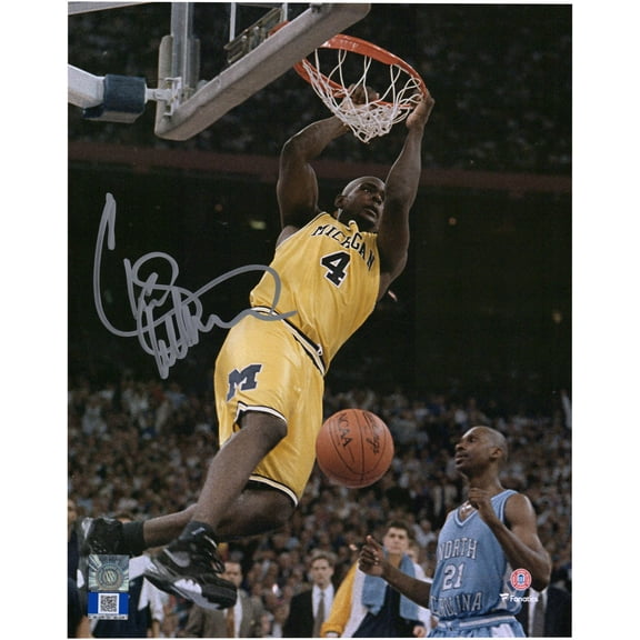 Chris Webber Michigan Wolverines Autographed 8" x 10" Dunk vs. UNC Tar Heels Photograph - Fanatics Authentic Certified