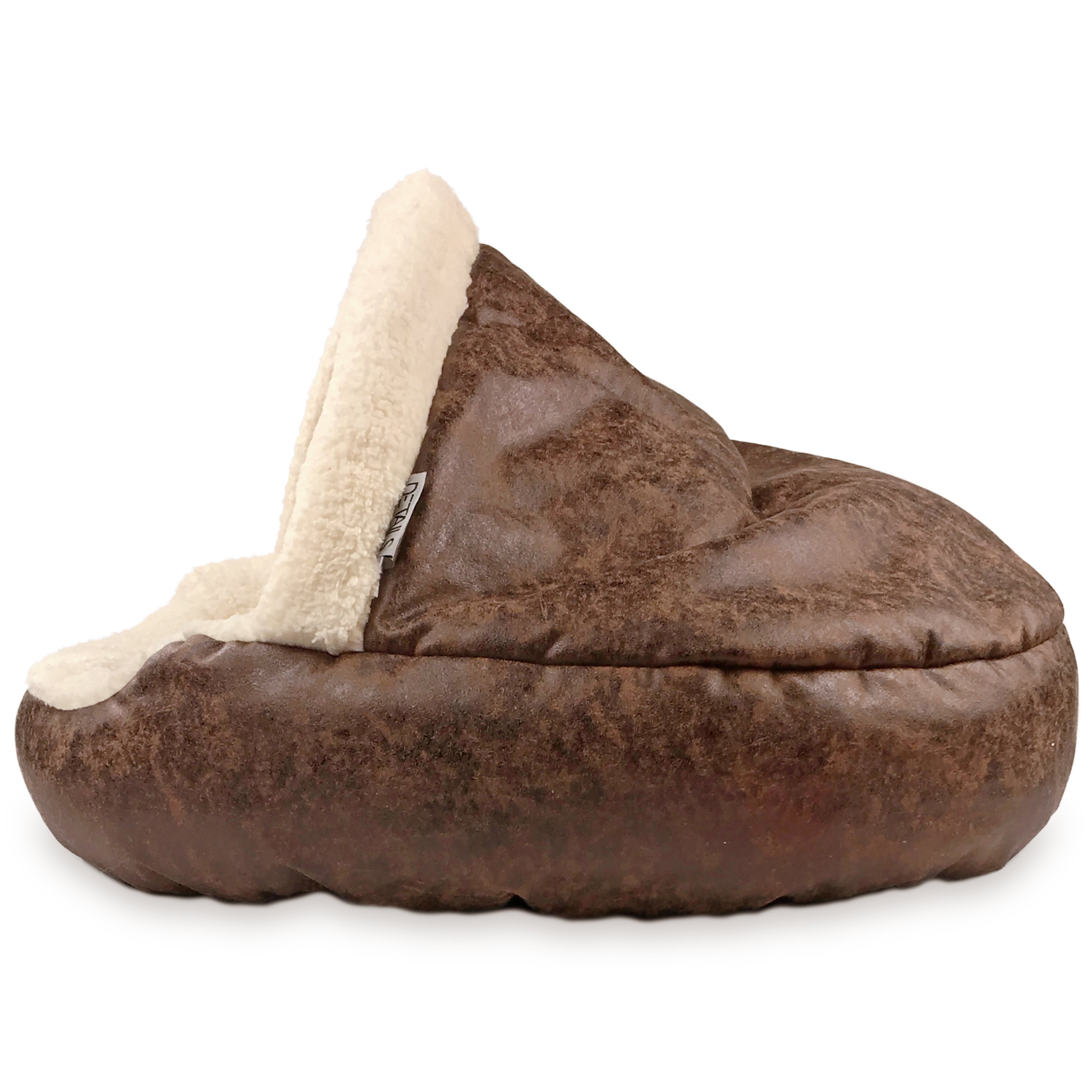 Precious Tails Vegan Leather Deep Dish Cave Pet Dog Bed - Medium