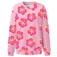 thumbnail image 4 of Women Sweatshirt Fall Hoodless Crewneck Sweatshirt with Floral Prints Long Sleeve Pullover Top Casual Lounge Wear Womens Crewneck Sweatshirt Pink S, 4 of 5