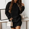 thumbnail image 2 of Lilgiuy Women's Casual Long-sleeve Pocket Pullover Hoodie Dress Waist Sweatshirt Solid Dress Black Fall Fall Clothes for 2022 Spring Winter Spring Winter, 2 of 5