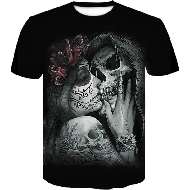 Halloween Playeras Negras Con Calaveras Esqueleto Playera Negra Dia De  Muertos Camisetas De Esqueleto Para
