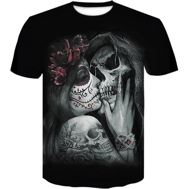 "Xishao Playeras Hombre Bebida Camiseta Cerveza Hombre Calavera Camiseta Hombres/Mujeres Camisas Góticas De Talla Grande 3D Estampado Negro Camisetas Verano Manga Corta para Hombre Tops" Xishao ropa