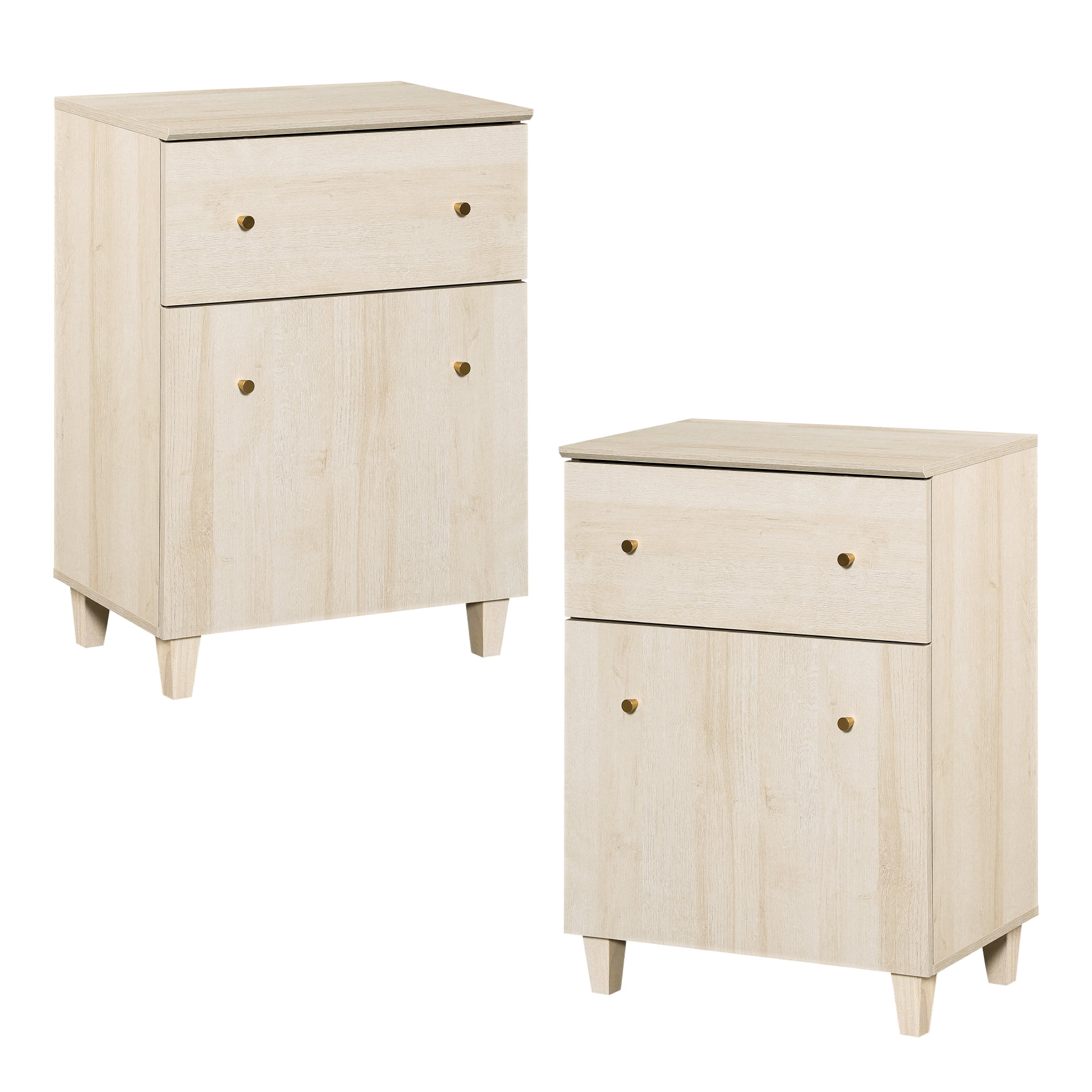 WAMPAT Nightstands Set of 2, Modern Large Bedside Tables with Adjustable Storage Shelf, Wooden Accent Cabinets with Drawer and Door for Bedroom, Natural Oak