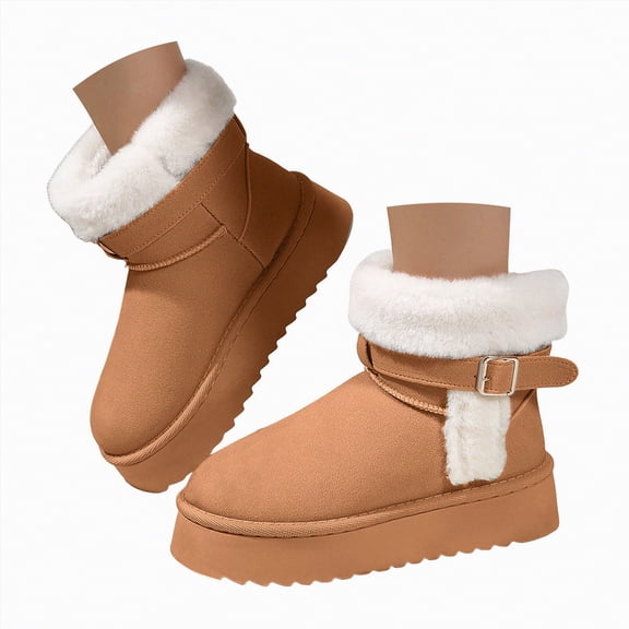 CAICJ98 Women's Snow Boots Suede Leather Classic Ankle Boots with Memory Foam Insole Lightweight Anti-Slip Outsole Outdoor Winter Boots Women (Brown,Size 6)