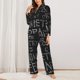 thumbnail image 2 of Fotbe Black Scientific Conjunto de Pijama de Manga Larga para Mujer con Estampado, Ropa de Dormir de 2 Piezas, Conjunto de Casa Suave y Cómodo con Bolsillos-Large, 2 of 7