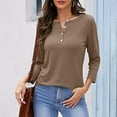 thumbnail image 2 of Jalioing Plus Size Top Womens Fall Winter Long Sleeve Shirt Button Casual Round Neck Tops, 2 of 5