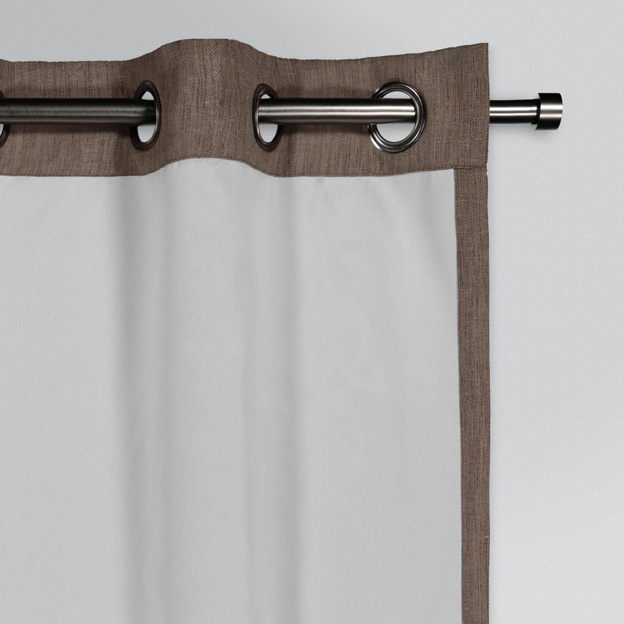Eclipse Hadley 100% Blackout Curtain Panel, Linen Blend Grommet Window Curtain, 1 Panel, 50 In Wide x 84 In Long, Chocolate