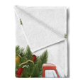 thumbnail image 2 of Christmas Soft Flannel Fleece Throw Blanket, Red Retro Style Farm Truck and Big Xmas Tree Tinsel Balls Candy Design, Cozy Plush for Indoor and Outdoor Use, 70" x 90", White Red Green, by Ambesonne, 2 of 5