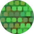 thumbnail image 1 of Ahgly Tapis Rond Lavable en Machine Intérieur Transitionnel Vert Néon, 3 Pieds Rond, 1 of 7
