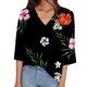 thumbnail image 1 of Gibobby Playera Manga Corta para Mujer Top manga corta con cuello en V y manga 3/4 con estampado floral para mujer(Negro,M), 1 of 5